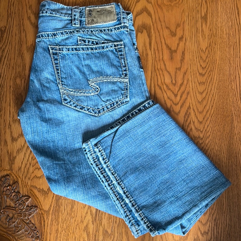 MENS Silver Jeans Zac~ 36x32